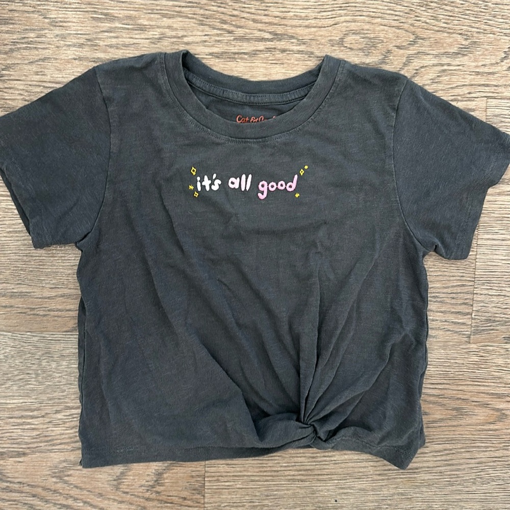 Cat & Jack Girls Short Sleeve T- Shirt Top Tank Shirt Embroidered Size XS 4/5